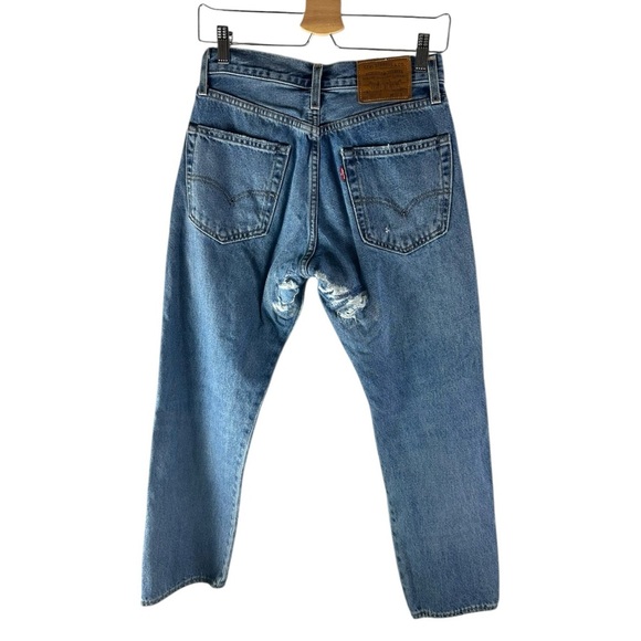 Levi’s 551 Z Straight Crop Patchwork Distressed Jeans Size 27 - Picture 3 of 8